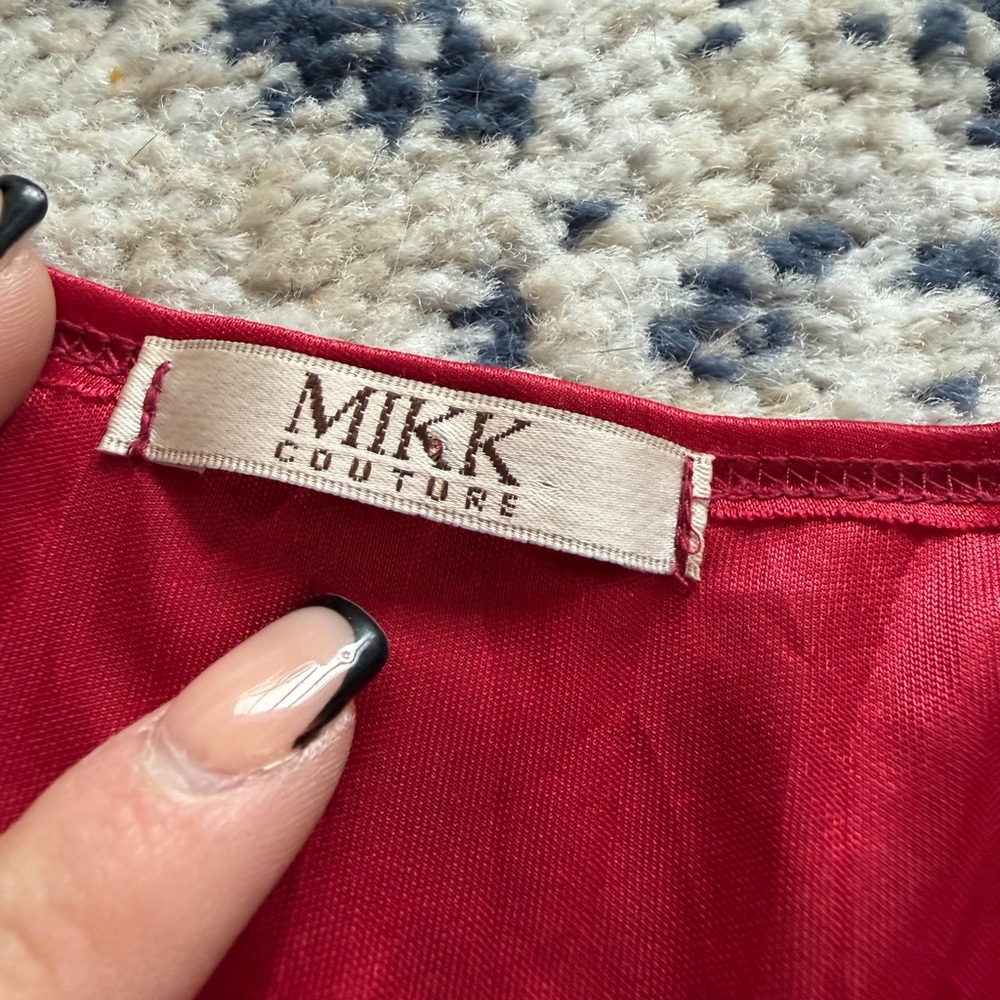 MIIK couture red V-Neck Embellished Women's Top - Picture 3 of 5